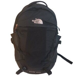 The North Face Recon Luxe Backpack Black Rose Gold Logo VGUC